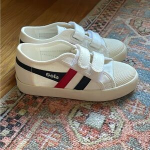 Gola Kids White Sneakers with Navy and Red Stripes